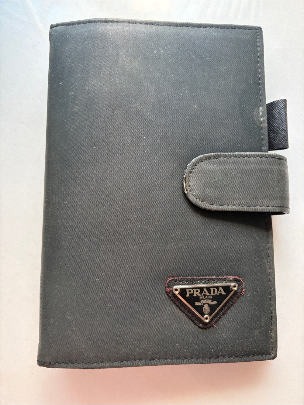Prada Tessuto Black Nylon & Leather Agenda Planner & Card Holder 7.3 x 5”